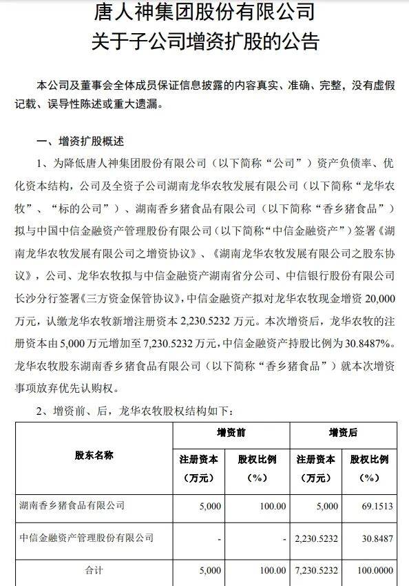唐人神：4月生猪销售收入4.62亿元 环比下降21.29%